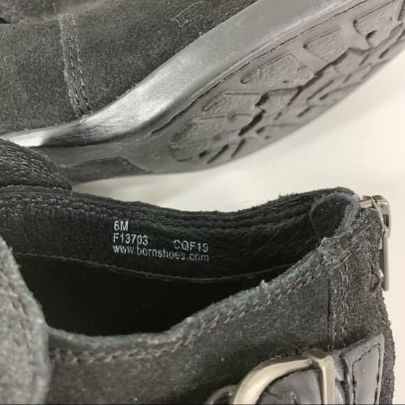 Born Nolina Leather Suede Ankle Boots Black Women’s Size 6M - Picture 6 of 10